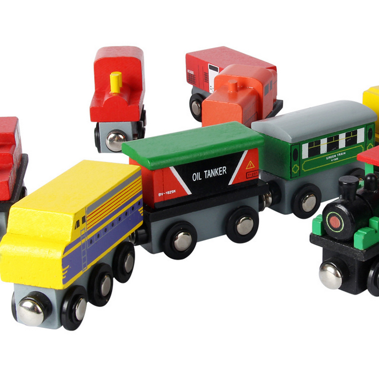 12 Piece Wooden Train Cars Set Compatible with Wood Toy