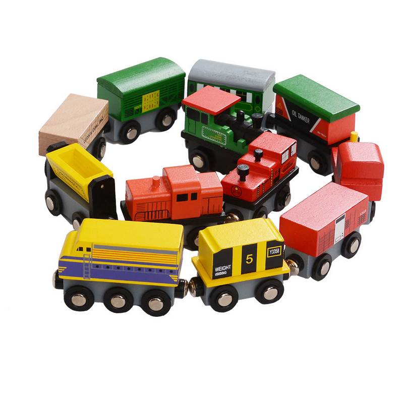 12 Piece Wooden Train Cars Set Compatible with Wood Toy