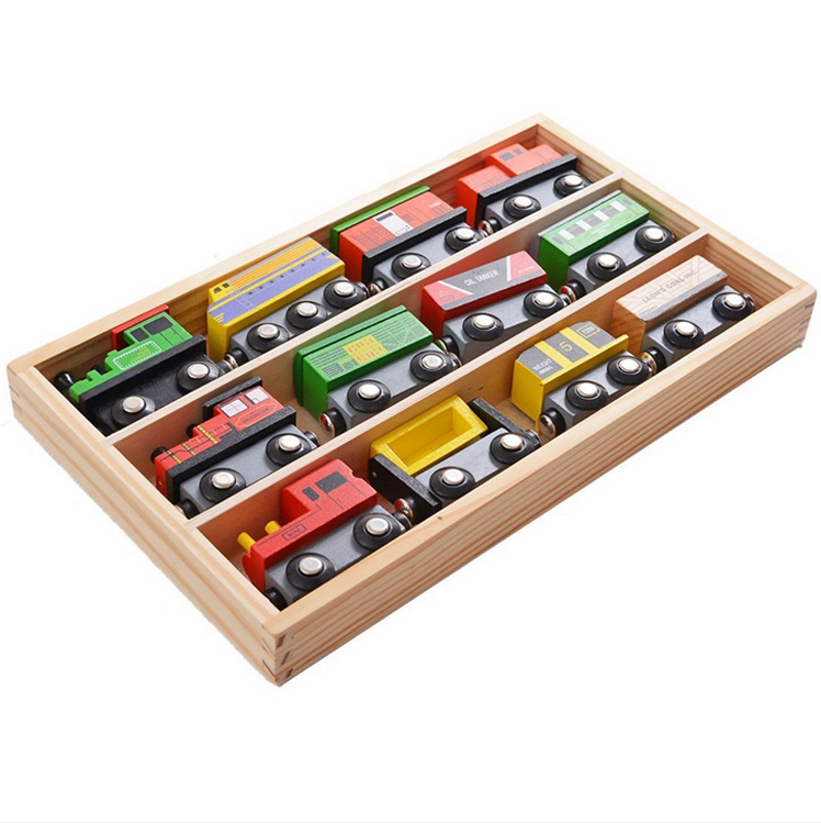 12 Piece Wooden Train Cars Set Compatible with Wood Toy